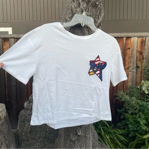 NWOT Zara Tshirt patch “Pow” pocket size S